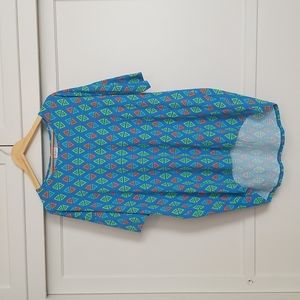 🆕 LuLaRoe Irma Shirt Blue Geometric Pattern NWT